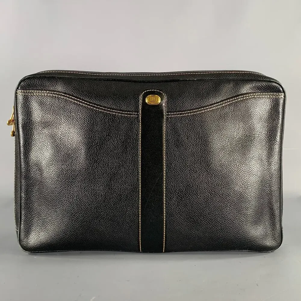 DUNHILL Black Gold Crackled Leather Bags